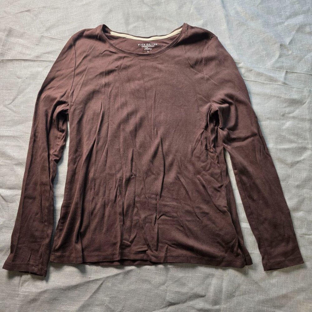Pima Cotton Jersey Long-Sleeve Tee - Size L